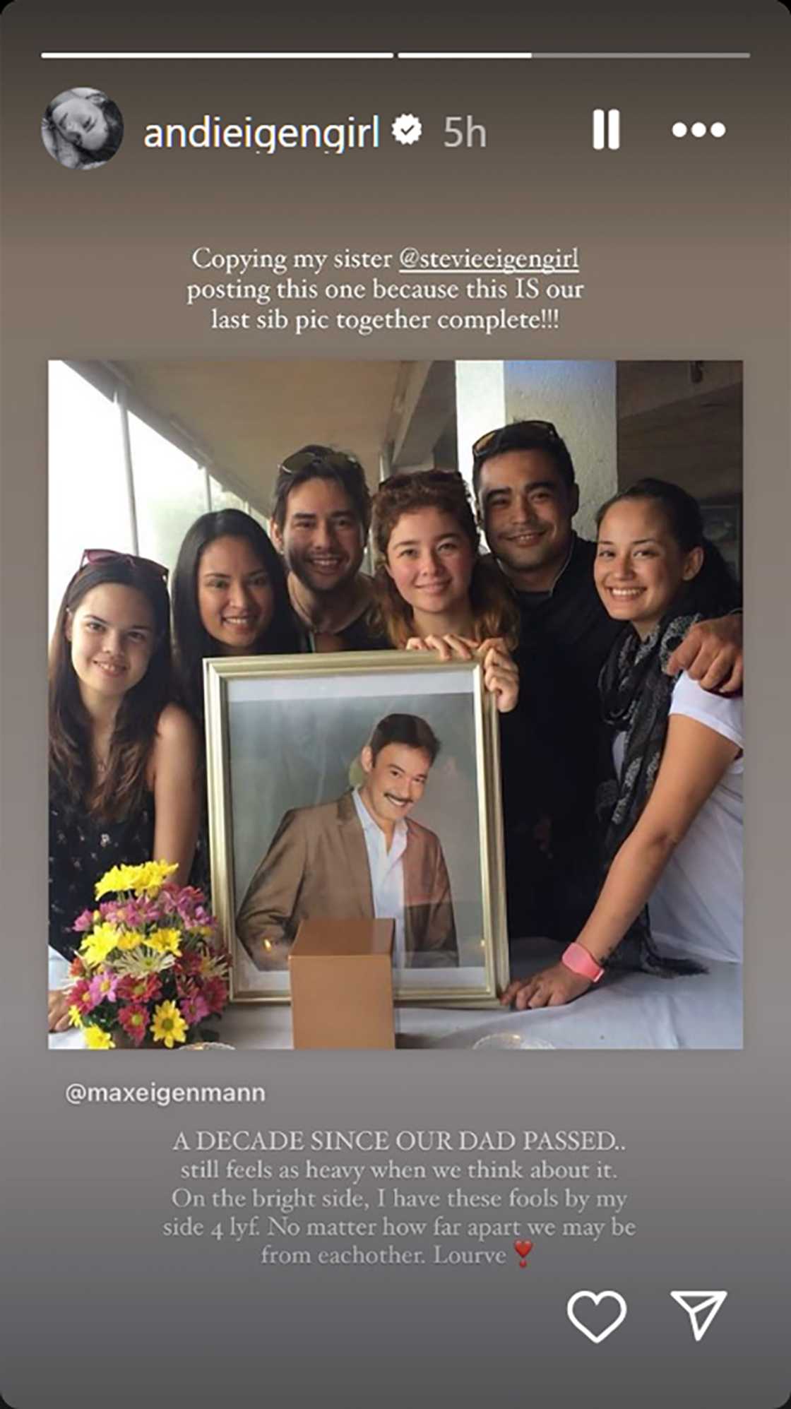 Andi Eigenmann, shinare huling photo nilang magkakapatid na kumpletong magkakasama Andi Eigenmann, shinare huling photo nilang magkakapatid na kumpletong magkakasama