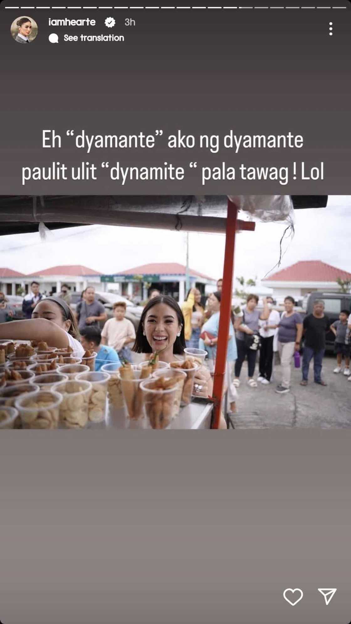 Heart Evangelista, tinawag na "dyamante" ang isang street food: "Dynamite pala" Heart Evangelista, tinawag na "dyamante" ang isang street food: "Dynamite pala"