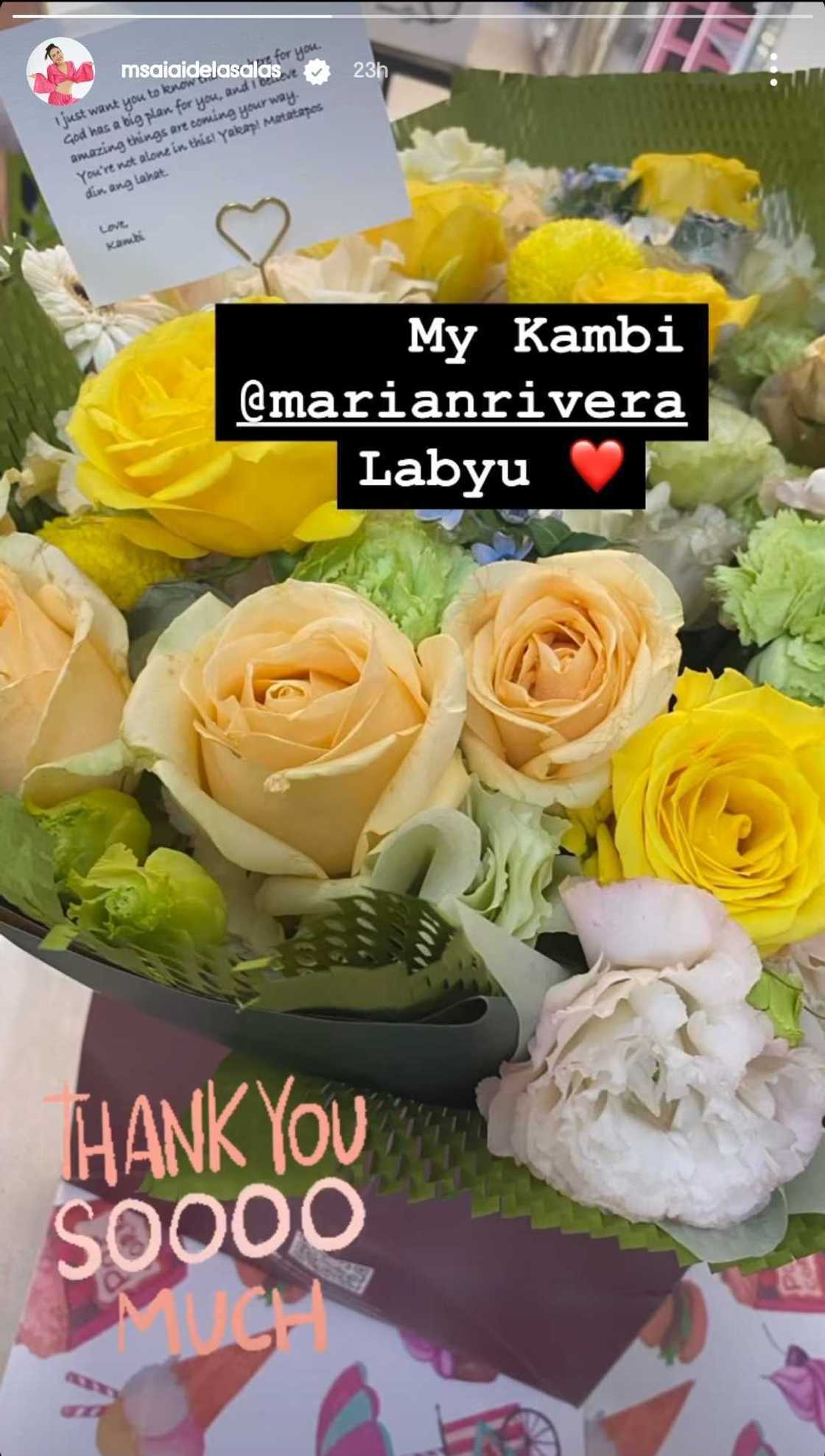Ai-Ai Delas Alas, nakatanggap ng bouquet at liham mula kay Marian Rivera Ai-Ai Delas Alas, nakatanggap ng bouquet at liham mula kay Marian Rivera