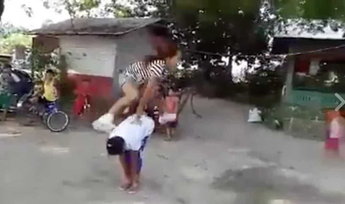 Friends play this old game with a twist and called it ‘Luksong Bakla’ Friends play this old game with a twist and called it ‘Luksong Bakla’