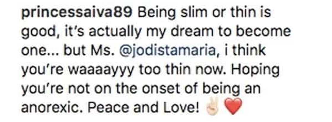 Fans criticize Jodi Sta. Maria's superbly thin figure as no longer healthy and nearing anorexia Fans criticize Jodi Sta. Maria's superbly thin figure as no longer healthy and nearing anorexia
