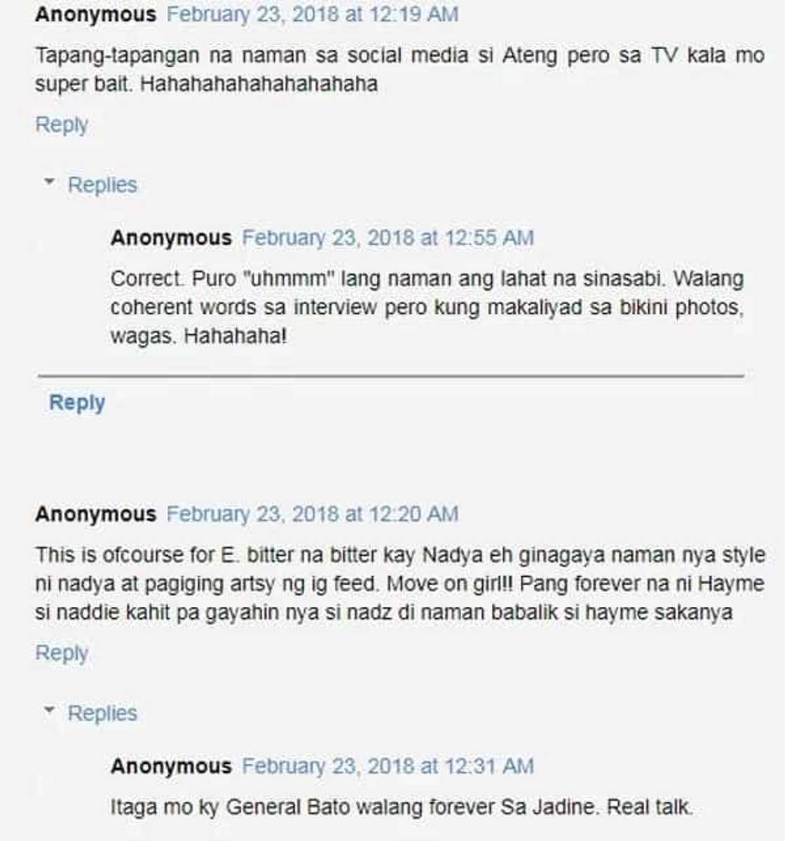 Is Nadine's latest post hitting at Ericka Villongco? Is Nadine's latest post hitting at Ericka Villongco?