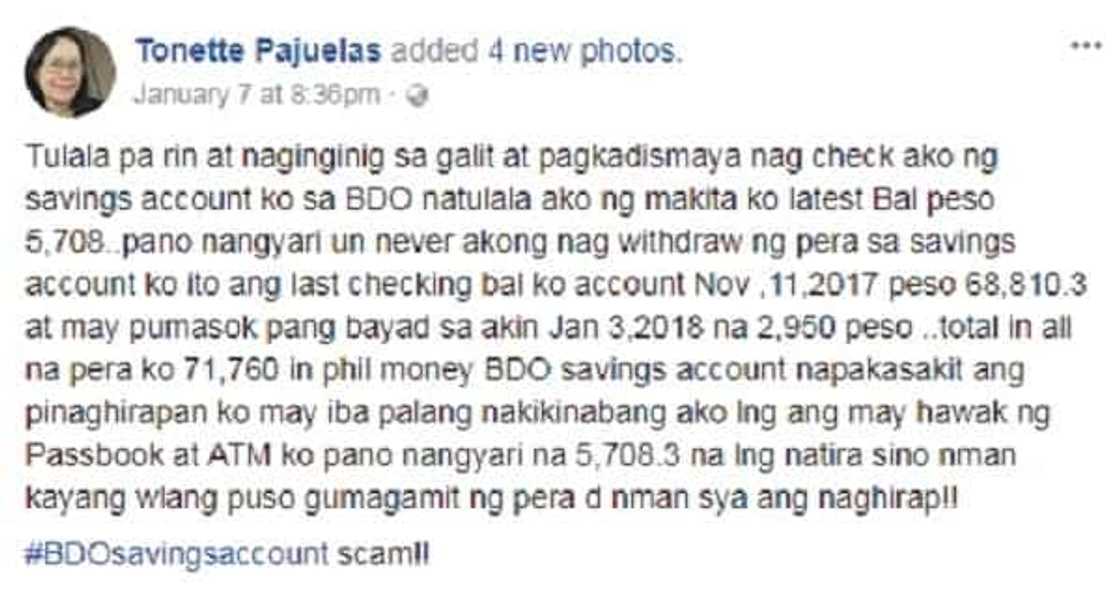 Sayang ang inipong pera! Netizens complain of losing money on their BDO savings account Sayang ang inipong pera! Netizens complain of losing money on their BDO savings account