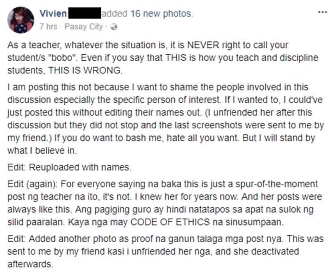 Teacher calls student as 'bobo' on social media Teacher calls student as 'bobo' on social media