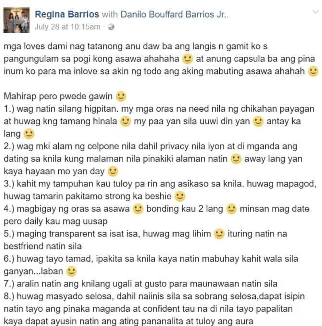 Danilo Barrios' wife gives tips for a happy marriage Danilo Barrios' wife gives tips for a happy marriage