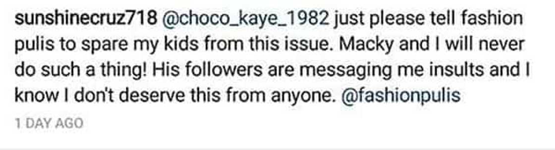 Sunshine Cruz says dining table blind item does not pertain to her and Macky Sunshine Cruz says dining table blind item does not pertain to her and Macky