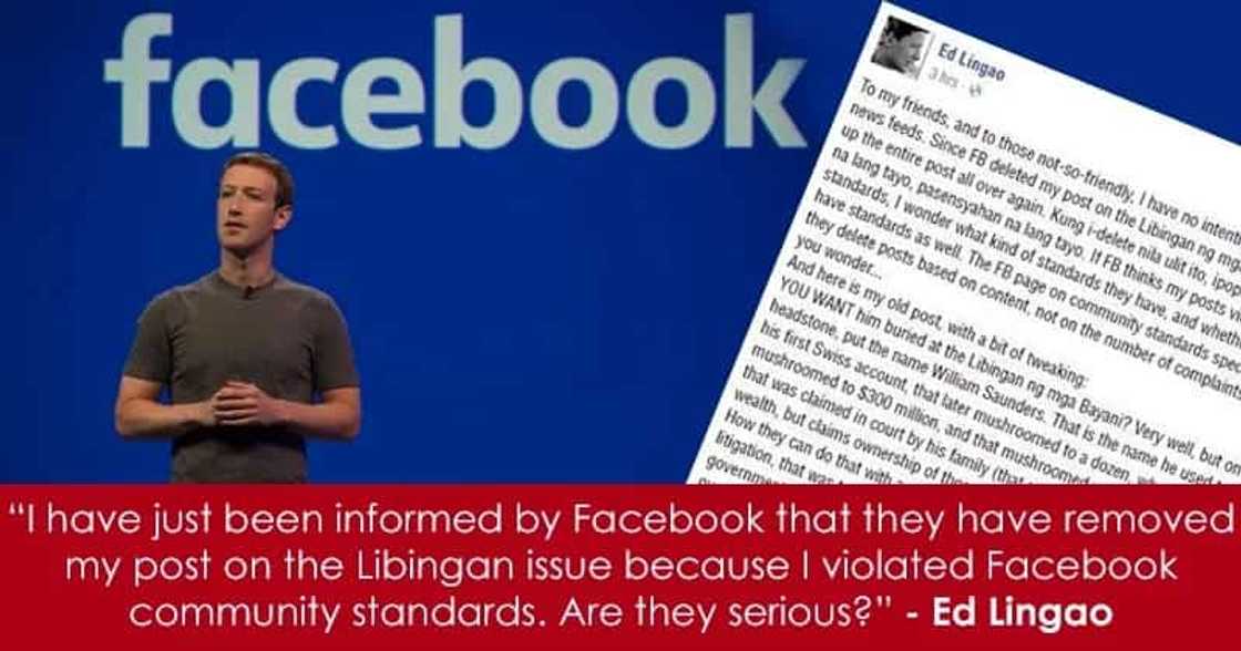 Facebook speaks up about taking down posts by Ed Lingao, EJAP Facebook speaks up about taking down posts by Ed Lingao, EJAP