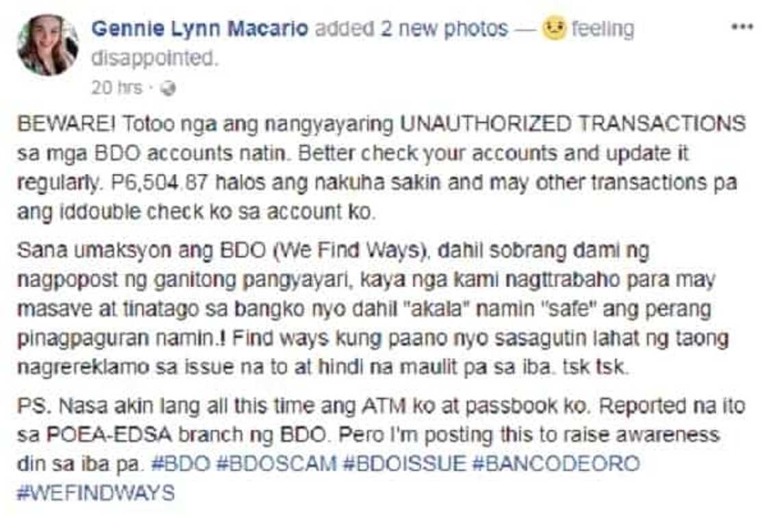 Sayang ang inipong pera! Netizens complain of losing money on their BDO savings account Sayang ang inipong pera! Netizens complain of losing money on their BDO savings account