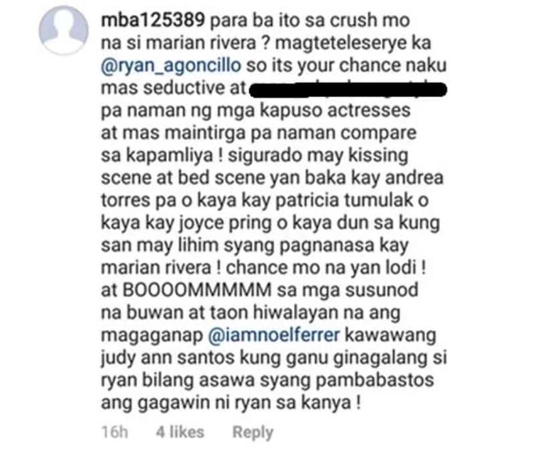 Supalpal! Ryan Agoncillo slams basher accusing him of having secret attraction to Marian Rivera Supalpal! Ryan Agoncillo slams basher accusing him of having secret attraction to Marian Rivera