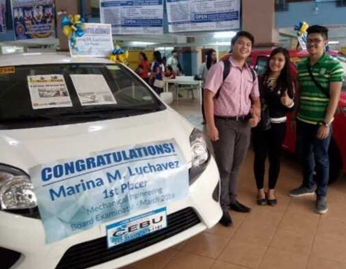 University of Cebu rewards its top board placer with brand new car