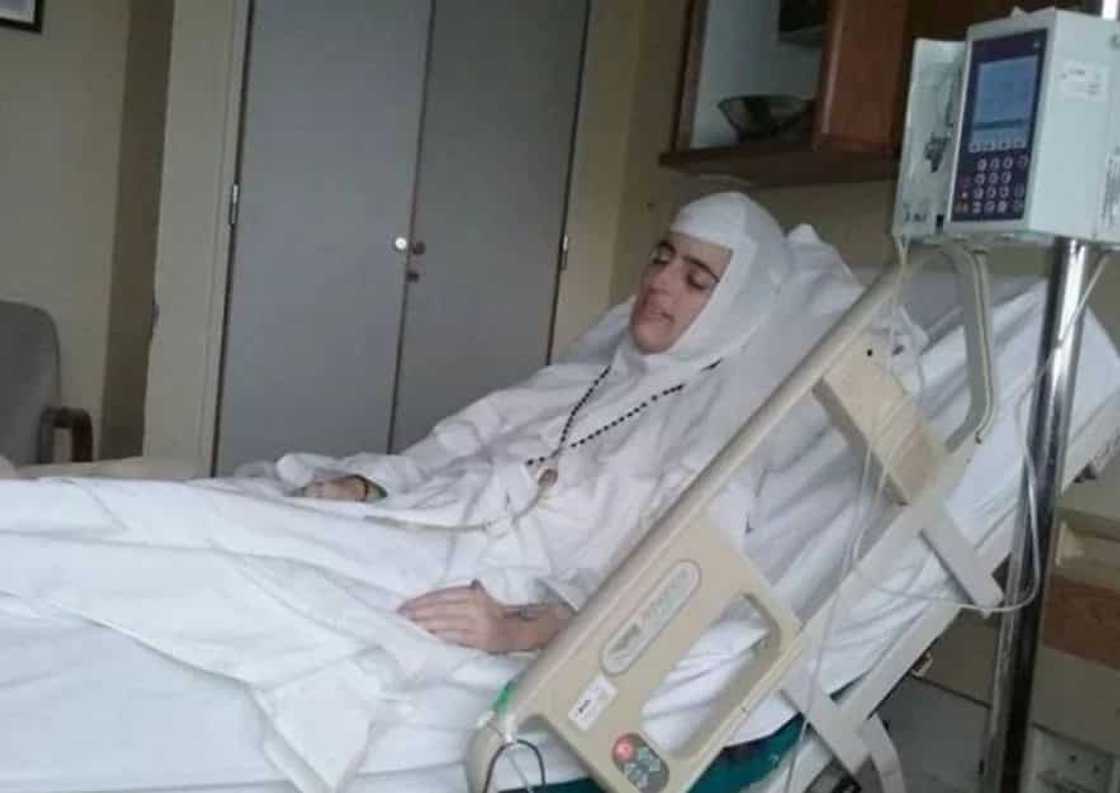 A photo of Sister Cecilia Maria reportedly taken just after she had passed away that shows her still smiling A photo of Sister Cecilia Maria reportedly taken just after she had passed away that shows her still smiling
