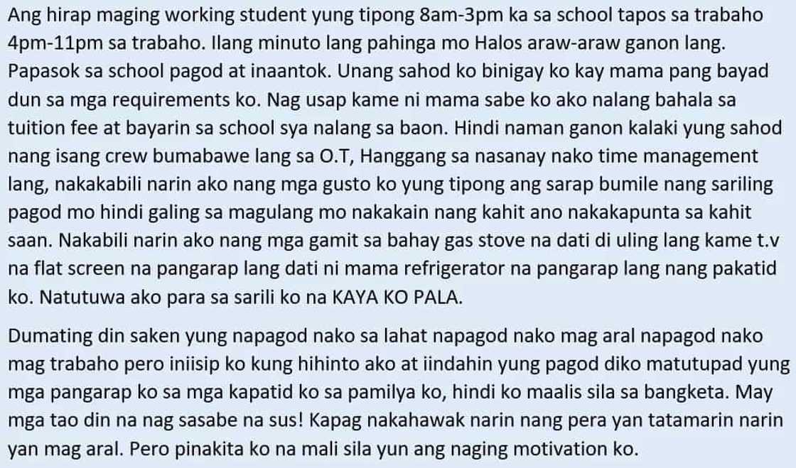 Sipag at tiyaga ang puhunan! Inspiring story of a working student and how he managed to juggle his job and studies Sipag at tiyaga ang puhunan! Inspiring story of a working student and how he managed to juggle his job and studies