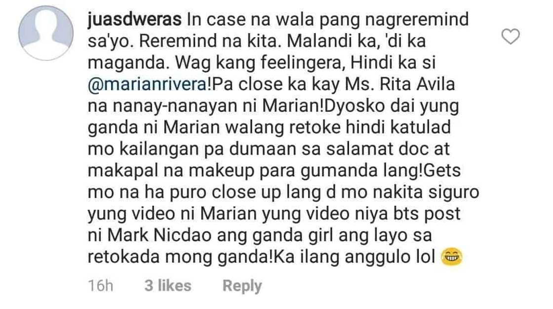 Andrea Torres reacts to basher who compared her to Marian Rivera & accused her of having plastic surgery