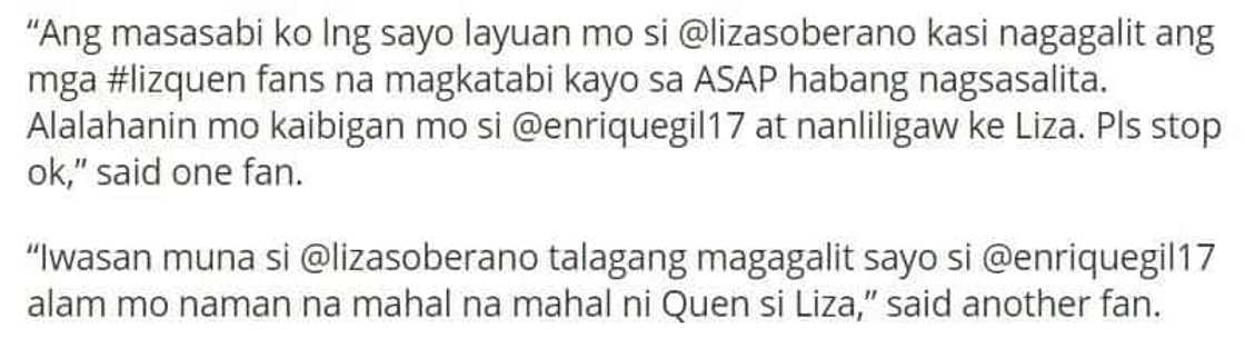 Fans ask Daniel Padilla to stay away from Liza Soberano to give respect to Enrique Fans ask Daniel Padilla to stay away from Liza Soberano to give respect to Enrique