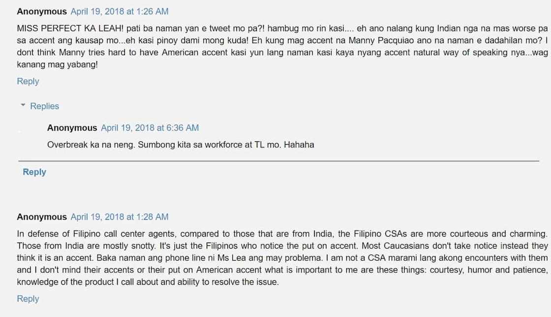 Mayabang daw siya? Lea Salonga's reminder to call center agents to speak clearly elicits mixed reactions Mayabang daw siya? Lea Salonga's reminder to call center agents to speak clearly elicits mixed reactions