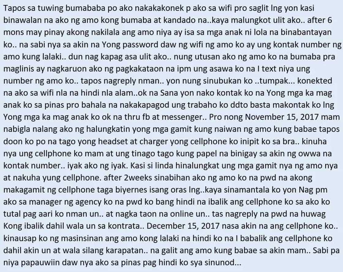 Hindi na kaya ni kabayan! An OFW in Jeddah who's suffering from alleged maltreatment seeks help so she could return to the Philippines