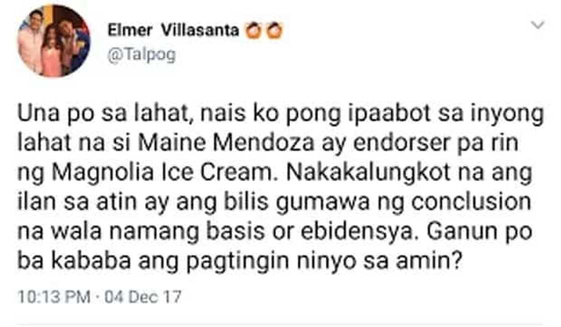 Magnolia Ice Cream rep confirms Maine Mendoza is still its endorser Magnolia Ice Cream rep confirms Maine Mendoza is still its endorser