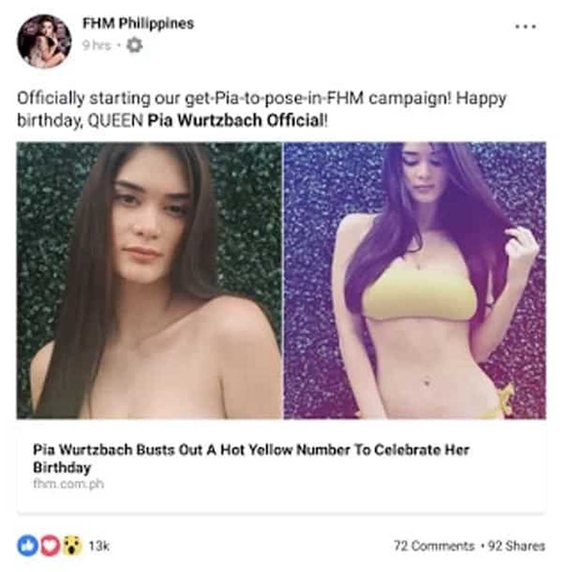 FHM Philippines wants Pia Wurtzbach to pose for the magazine FHM Philippines wants Pia Wurtzbach to pose for the magazine