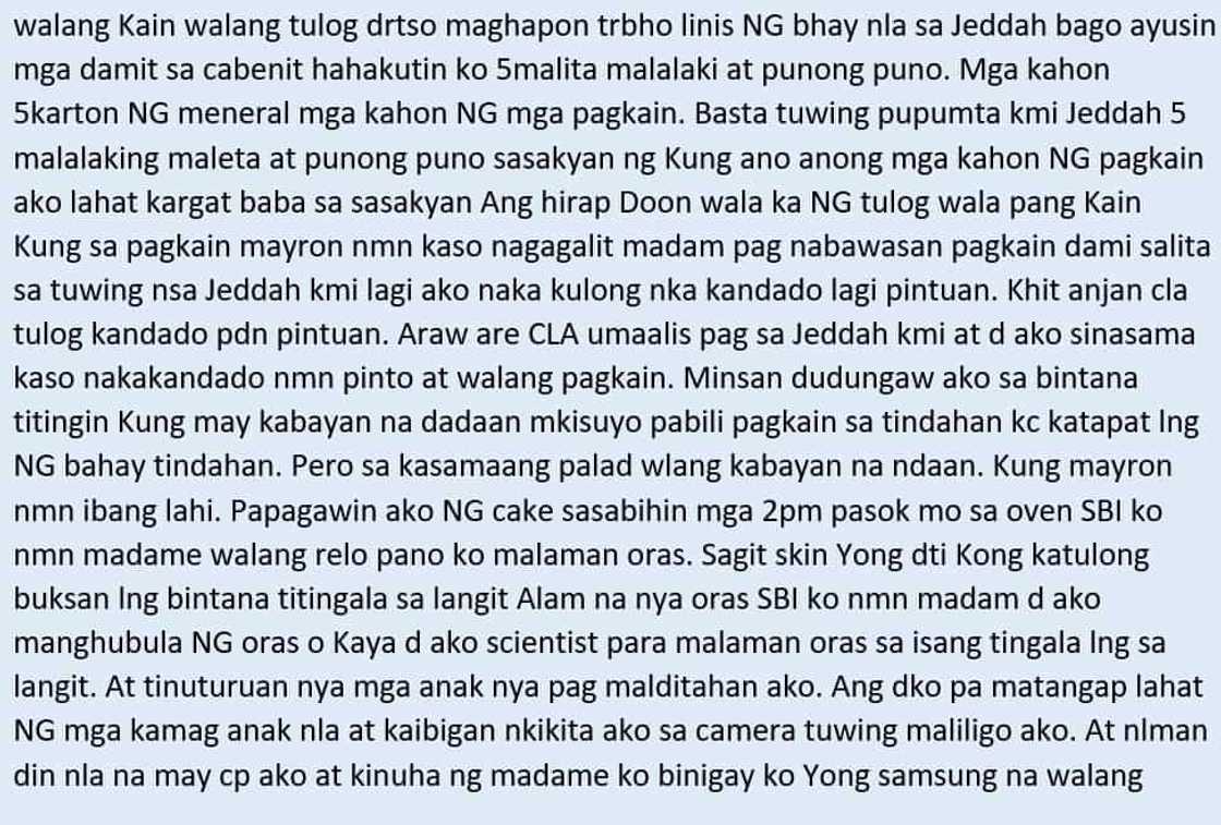 Walang katapusang pagtitiis! Mga kuwento ng hirap at sakit ng isang OFW sa Middle East Walang katapusang pagtitiis! Mga kuwento ng hirap at sakit ng isang OFW sa Middle East