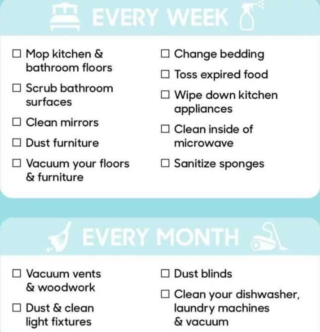 House cleaning schedule - The checklist you need House cleaning schedule - The checklist you need
