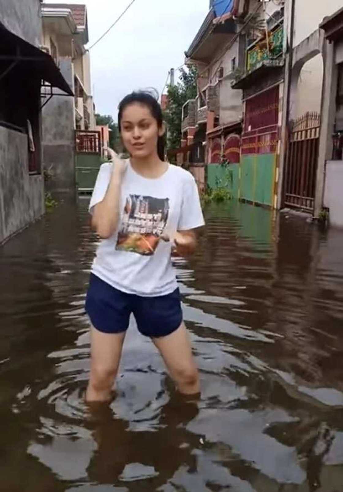 Nag-viral ang trip ni ate na sumayaw ng 'Boom Boom' sa malalim na tubig-baha