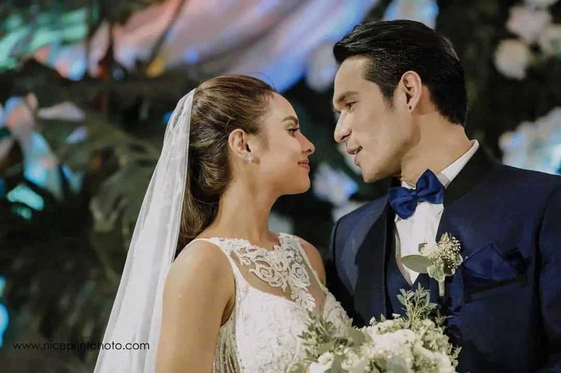 Max Collins wows guests in her Francis Libiran wedding gown