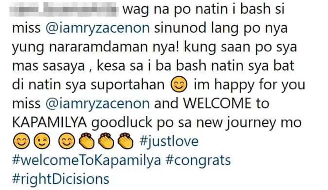 Wala raw utang na loob? Ryza Cenon gets bashed for transferring to Kapamilya network Wala raw utang na loob? Ryza Cenon gets bashed for transferring to Kapamilya network