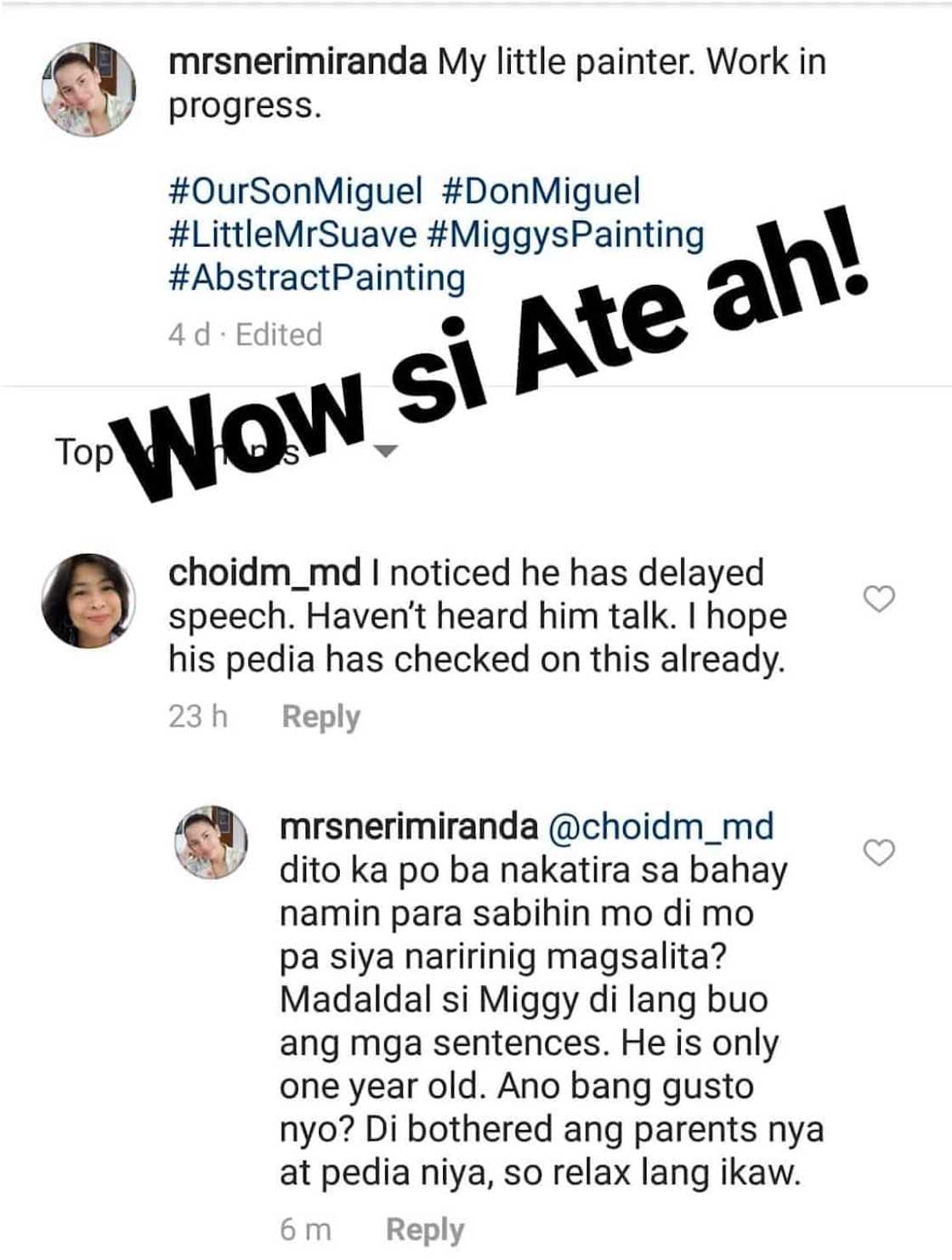 Laging inis si misis! Neri Miranda lashes out at a netizen's comment on 'delayed speech' of Baby Miggy Laging inis si misis! Neri Miranda lashes out at a netizen's comment on 'delayed speech' of Baby Miggy