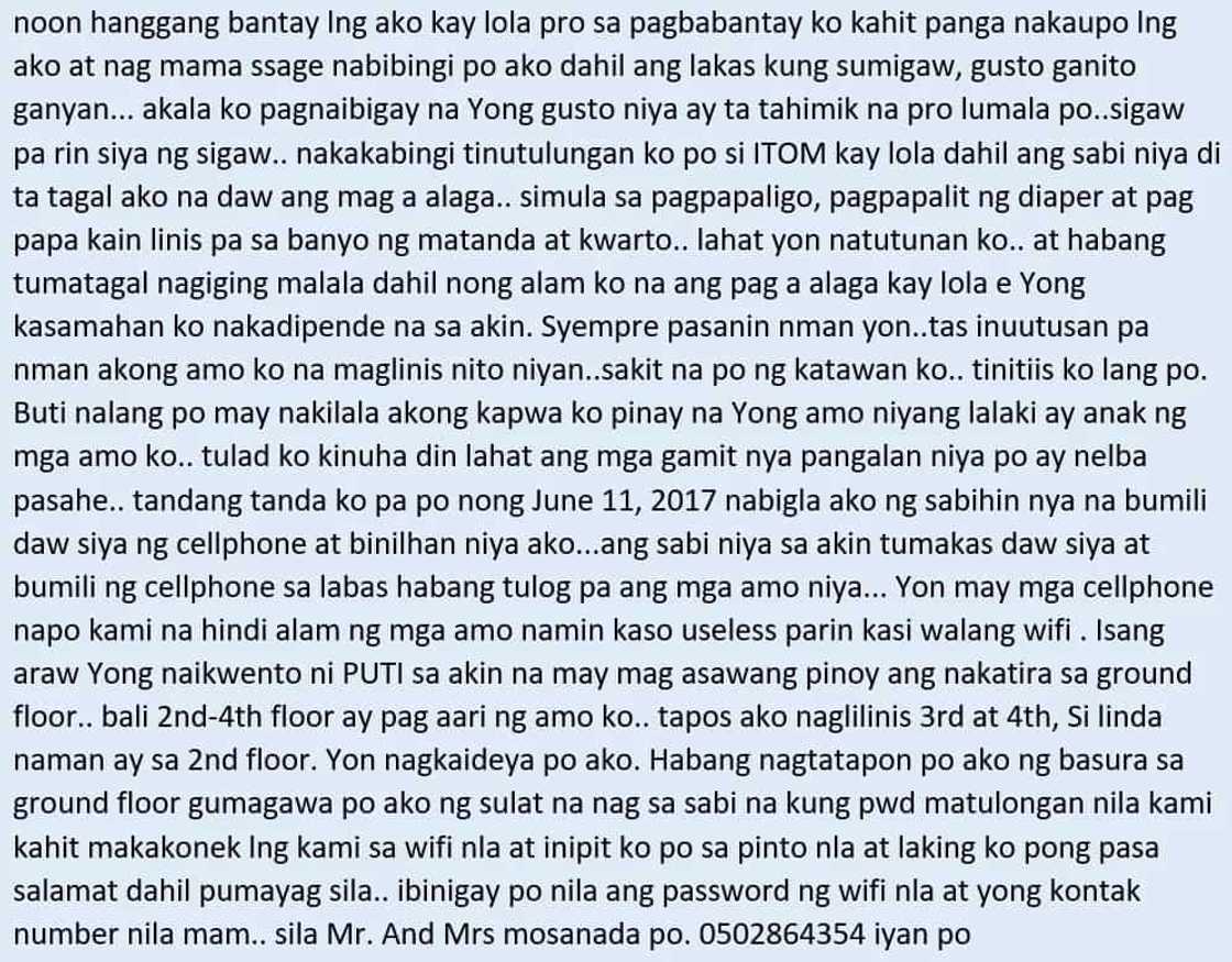 Hindi na kaya ni kabayan! An OFW in Jeddah who's suffering from alleged maltreatment seeks help so she could return to the Philippines