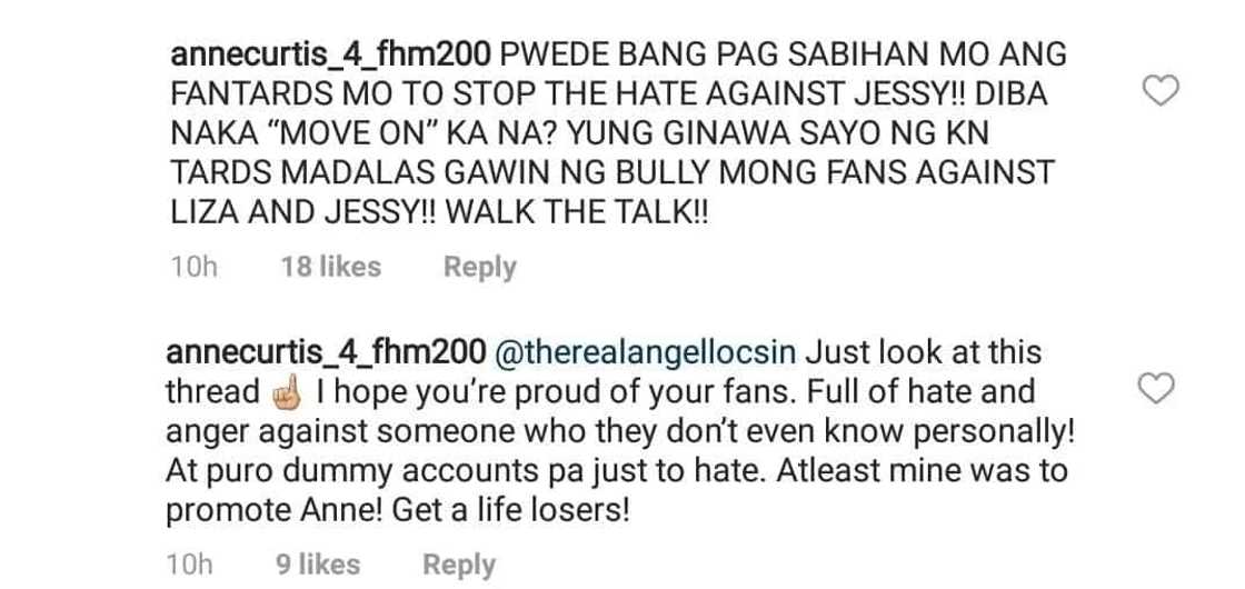 Angel Locsin slams netizen who told her to tell her fans to stop bashing Jessy Mendiola Angel Locsin slams netizen who told her to tell her fans to stop bashing Jessy Mendiola