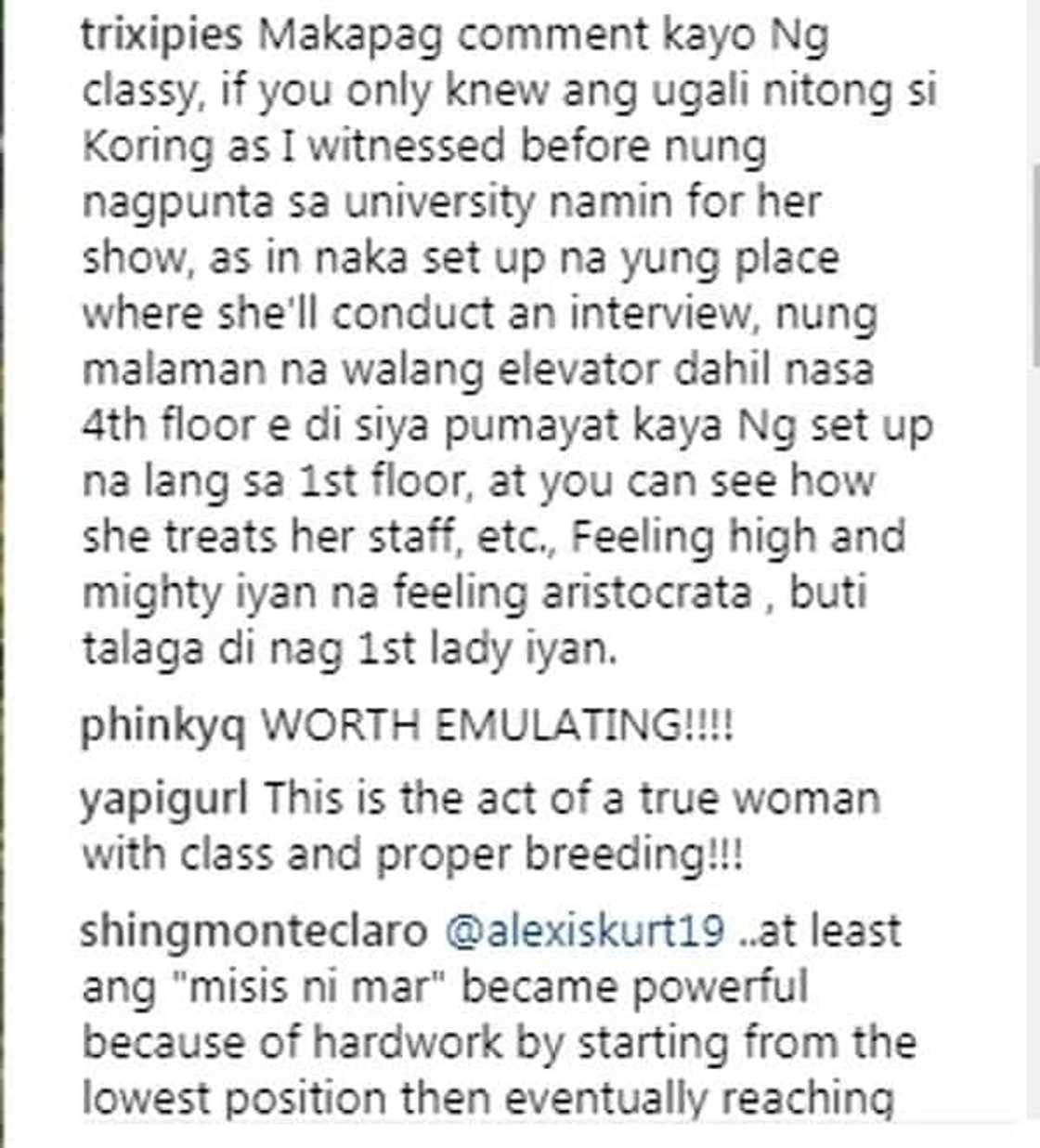 Netizen ibinunyag ang "high and mighty" raw na ugali ni Korina Sanchez Netizen ibinunyag ang "high and mighty" raw na ugali ni Korina Sanchez