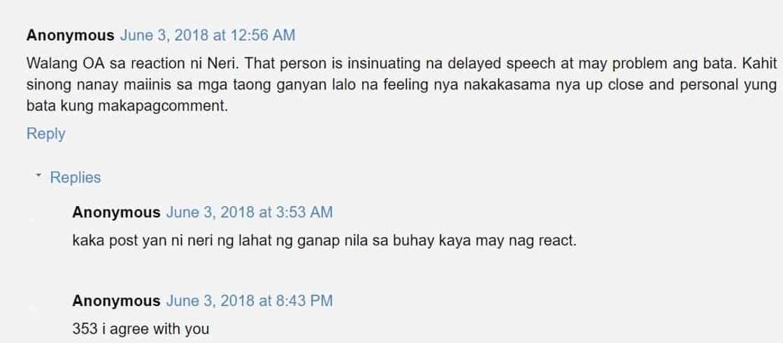 Laging inis si misis! Neri Miranda lashes out at a netizen's comment on 'delayed speech' of Baby Miggy Laging inis si misis! Neri Miranda lashes out at a netizen's comment on 'delayed speech' of Baby Miggy