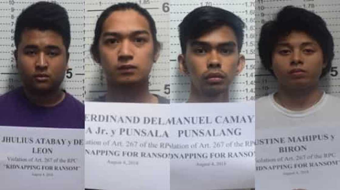 4 na college students arestado sa pag-kidnap sa 19 taong gulang na estudyante ng Letran 4 na college students arestado sa pag-kidnap sa 19 taong gulang na estudyante ng Letran