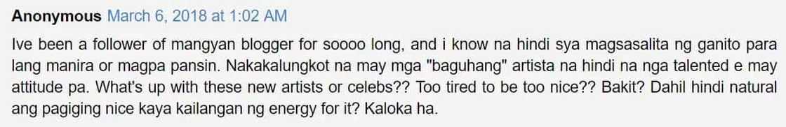 Panget daw ang ugali? Mangyan blogger rants on Twitter about Sofia Andres' alleged "attitude problem" Panget daw ang ugali? Mangyan blogger rants on Twitter about Sofia Andres' alleged "attitude problem"