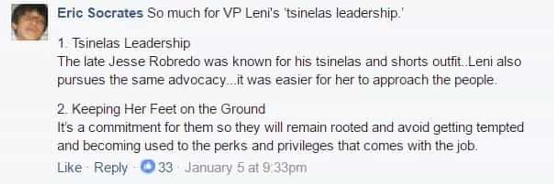 A Facebook user reminded Leni of her promised Tsinelas leadership. (Photo credit: Facebook) A Facebook user reminded Leni of her promised Tsinelas leadership. (Photo credit: Facebook)