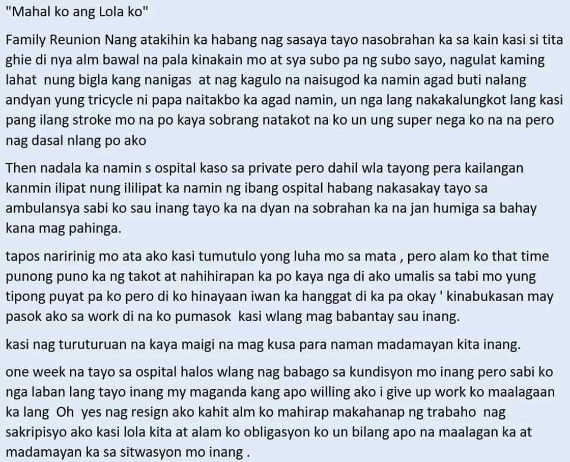 Sana lahat ng apo kagaya mo! A touching story of a granddaughter who quit her job to be able to look after her beloved Lola