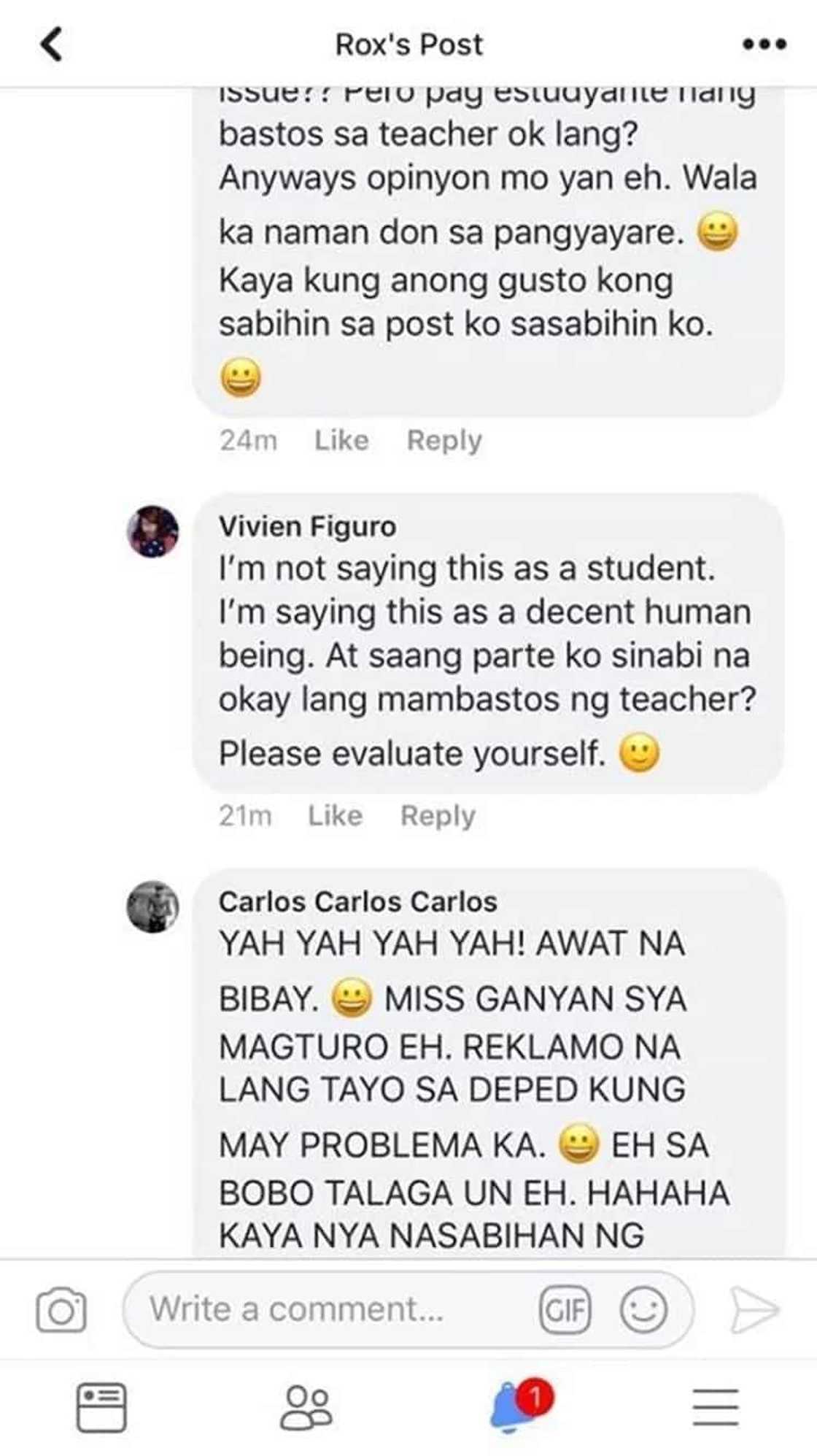 Teacher calls student as 'bobo' on social media Teacher calls student as 'bobo' on social media
