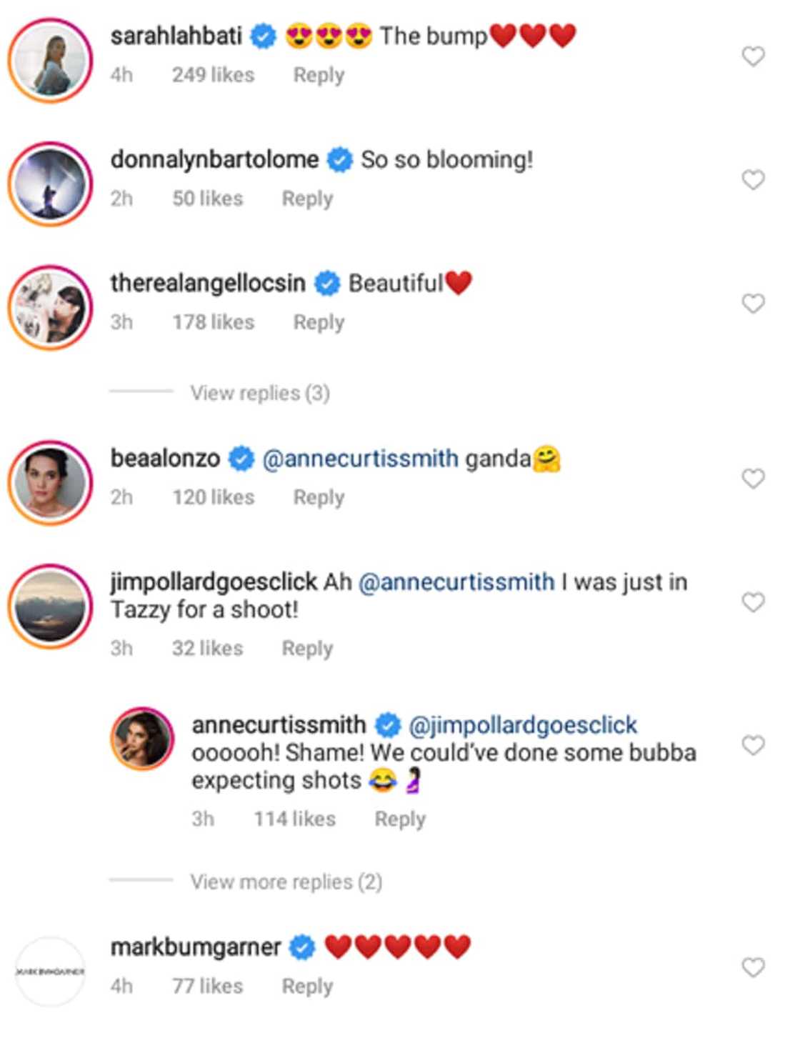 Sarah Lahbati, Bea Alonzo, other celebs react to Anne Curtis' lovely photos Sarah Lahbati, Bea Alonzo, other celebs react to Anne Curtis' lovely photos