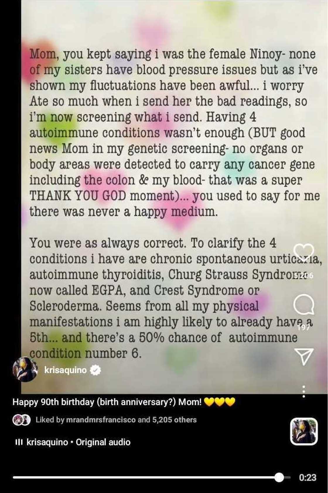 Kris Aquino writes open letter for Cory Aquino; gives update on her health, family Kris Aquino writes open letter for Cory Aquino; gives update on her health, family