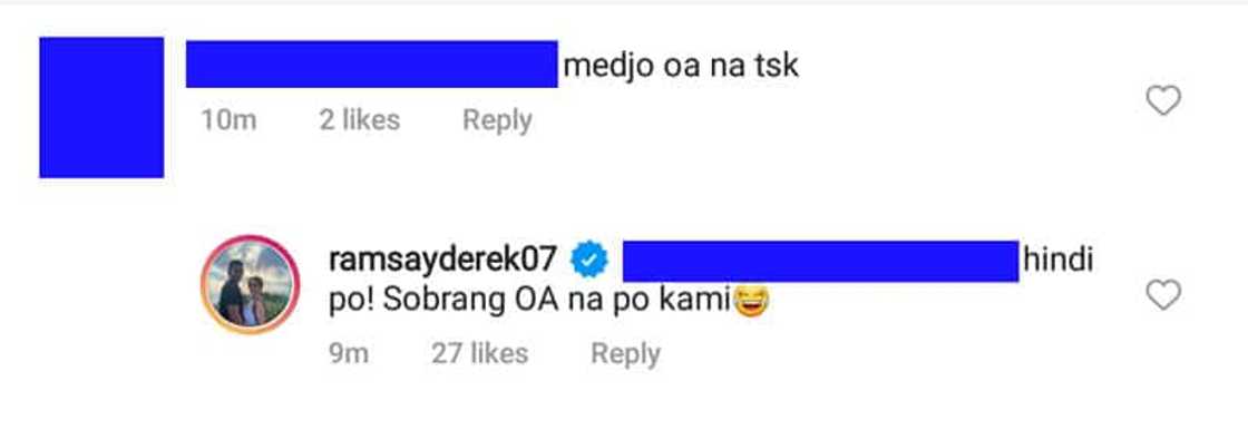 Derek Ramsay, kinutya ang basher na nagsabing "OA" sila ni Ellen Adarna