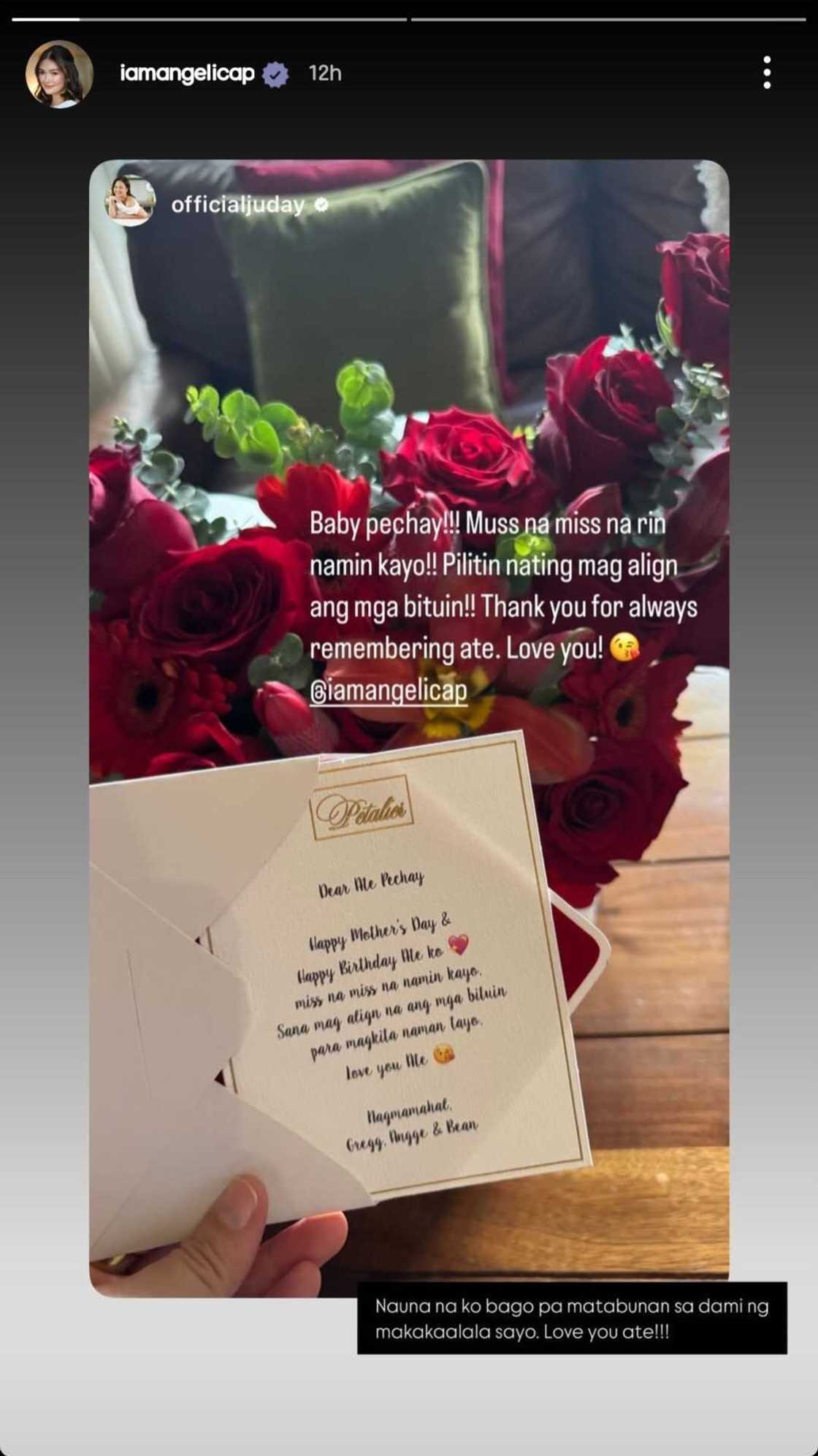 Judy Ann Santos sa mga padala ni Angelica Panganiban: "Thank you for always remembering ate" Judy Ann Santos sa mga padala ni Angelica Panganiban: "Thank you for always remembering ate"