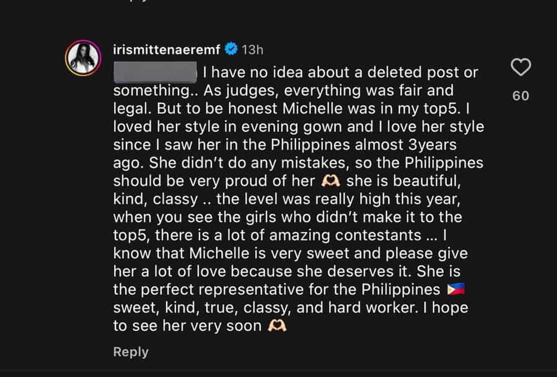 Miss U 2016 Iris Mittenaere, inaming isa sa mga favs niya si Michelle Dee: “Michelle was in my top5” Miss U 2016 Iris Mittenaere, inaming isa sa mga favs niya si Michelle Dee: “Michelle was in my top5”