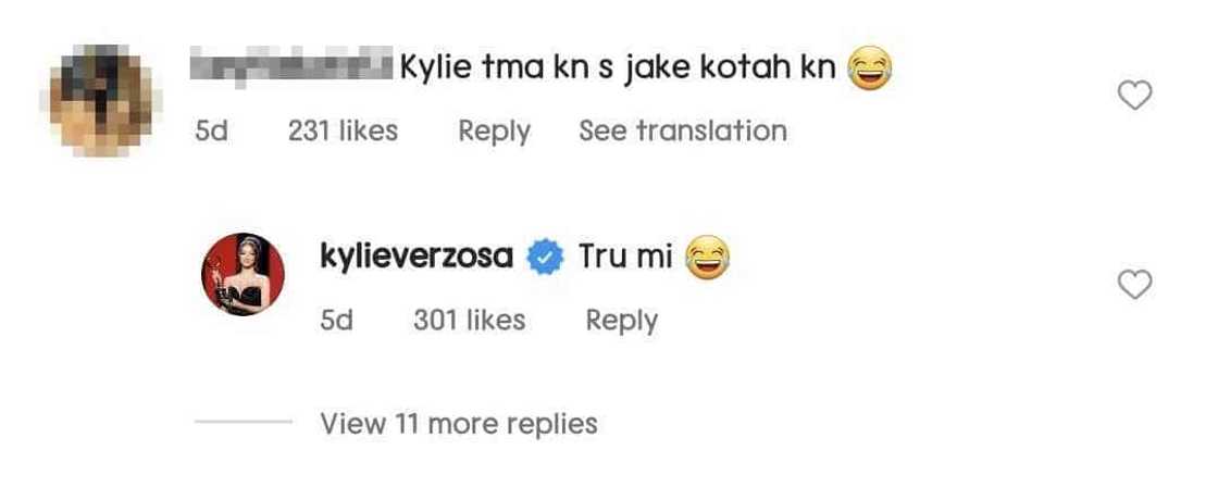 Kylie Verzosa, napasabi ng "true mi" sa comment ng netizen sa video nila ni Jake Ejercito