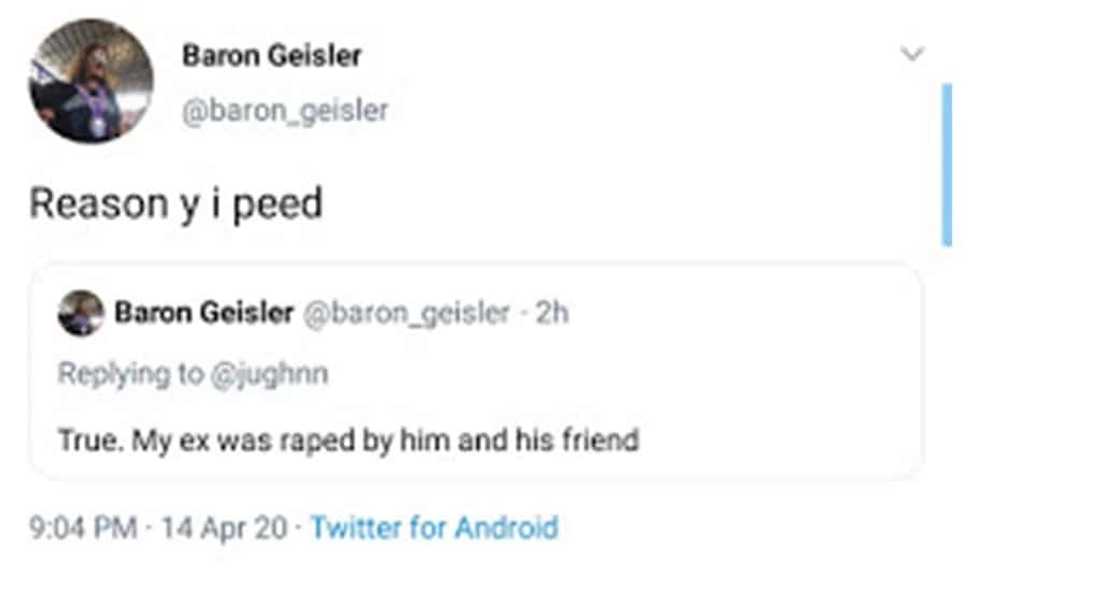 Baron Geisler accuses Ping Medina of harassing his former girlfriend Baron Geisler accuses Ping Medina of harassing his former girlfriend