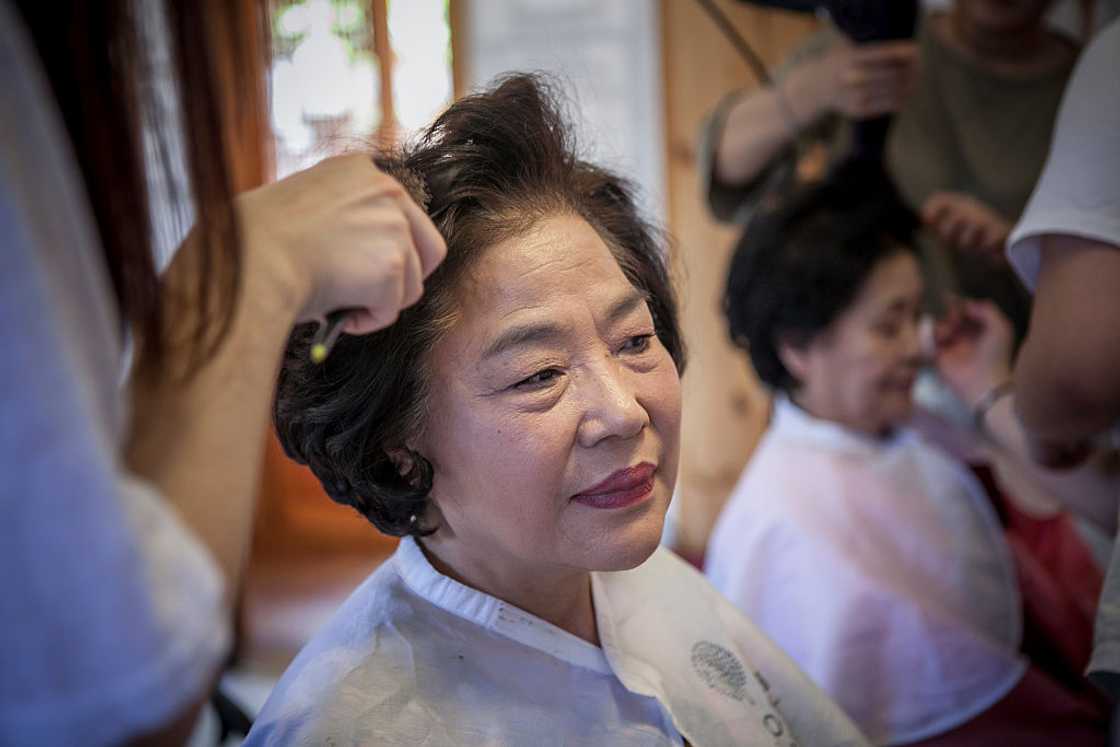 Woman making hair at a salon