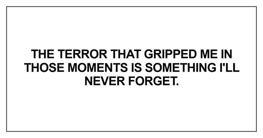 The terror that gripped me in those moments is something The terror that gripped me in those moments is something