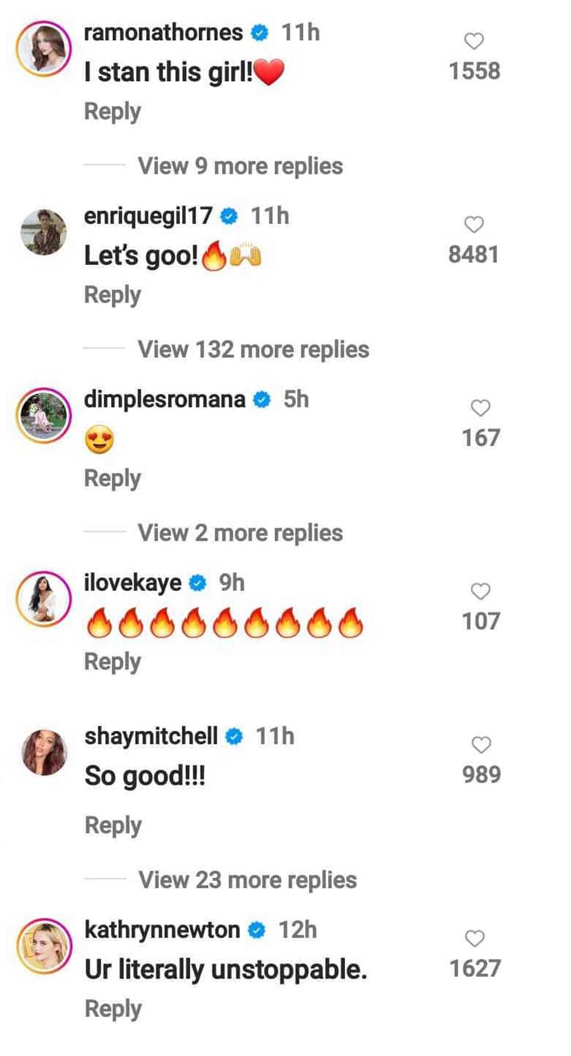 Enrique Gil, Hollywood star Kathryn Newton, other celebs react to Liza Soberano's new ad Enrique Gil, Hollywood star Kathryn Newton, other celebs react to Liza Soberano's new ad
