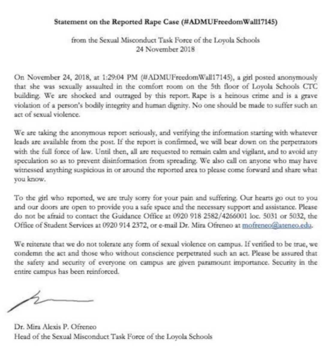 Estudyante, idinetalye sa ADMU Freedom Wall ang umano'y pangagahasa sa campus, admin umalma sa karahasan Estudyante, idinetalye sa ADMU Freedom Wall ang umano'y pangagahasa sa campus, admin umalma sa karahasan