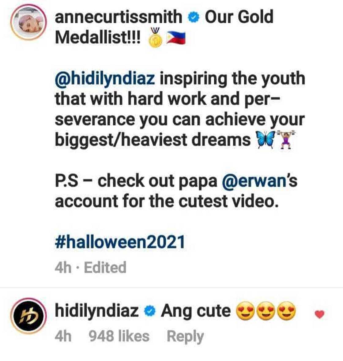 Anak ni Anne Curtis na si baby Dahlia, nag-ala Hidilyn Diaz; Hidilyn, natuwa Anak ni Anne Curtis na si baby Dahlia, nag-ala Hidilyn Diaz; Hidilyn, natuwa