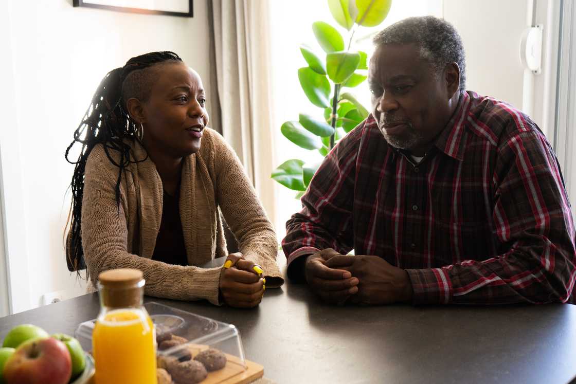 A man and woman talking A man and woman talking